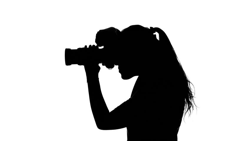 Professional videographer women silhouette Professional videographer women silhouette